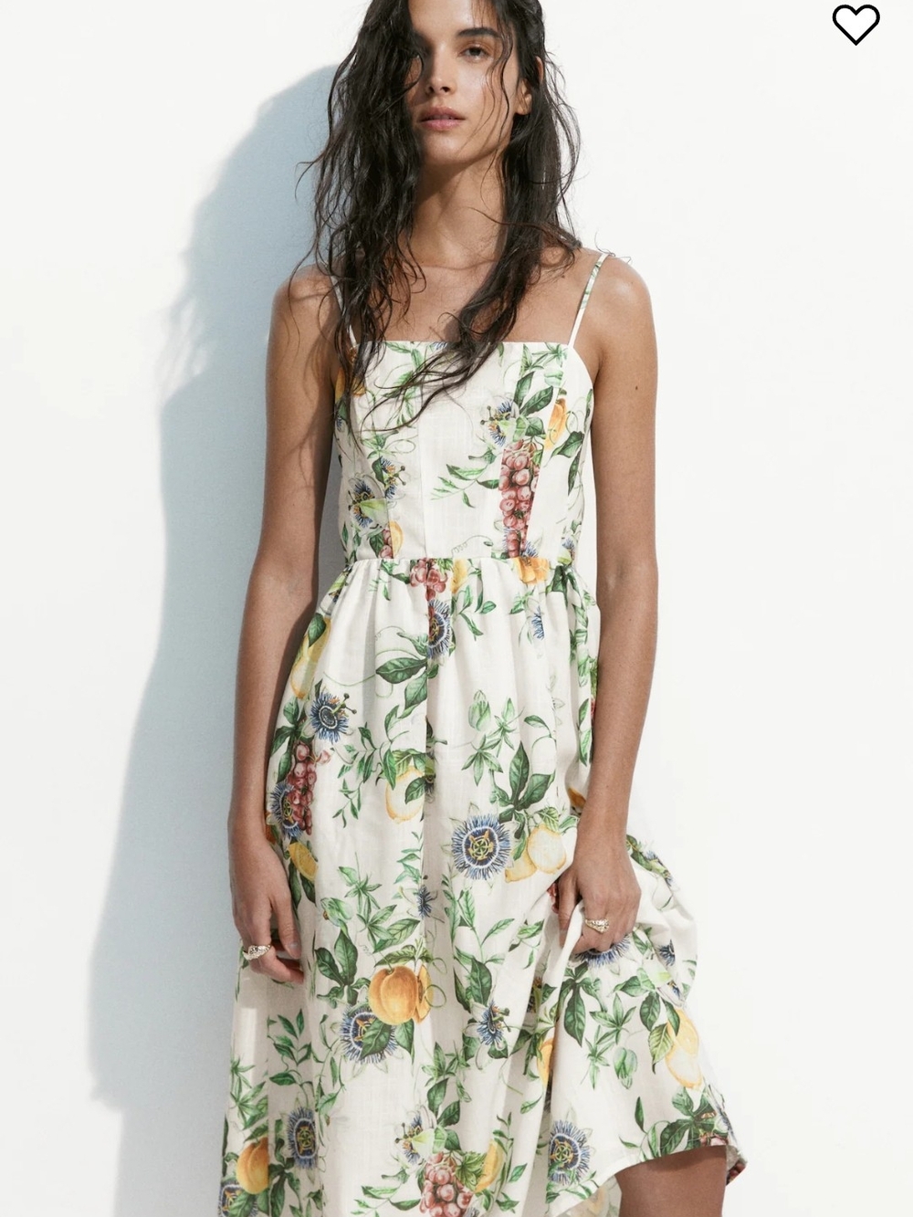 H&M Cream Floral & Lemon Print Midi Sundress